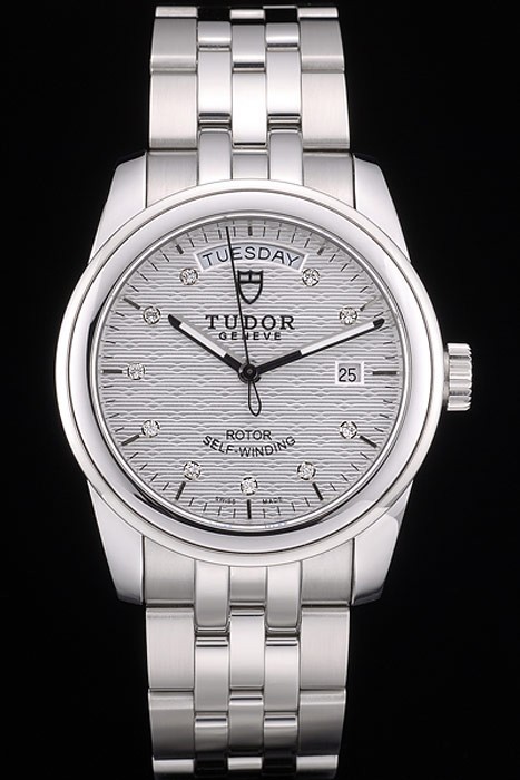 Swiss Tudor Classic rustfrit stål armbånd Sølv Mønstret Sølv Dial 80.298